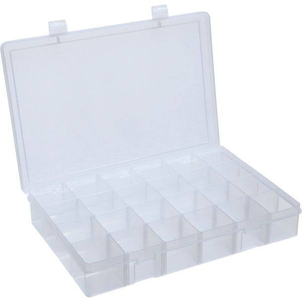 Durham Mfg Durham Large Plastic Compartment Box, Adjustable with 20 Dividers, 13-1/8x9x2-5/16 LPADJ-CLEAR - main